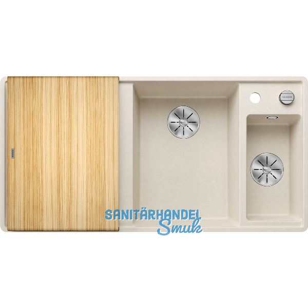 BLANCO fl�chenb�ndige Sp�le Axia III 6 S-F Softwei�, inkl. Eschebrett, TT links