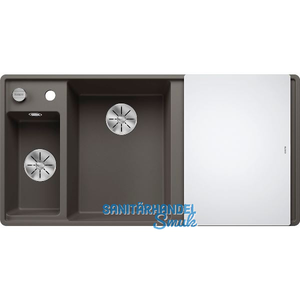 BLANCO fl�chenbdg. Sp�le Axia III 6 S-F Vulkangrau, inkl. Glasbrett, TT rechts