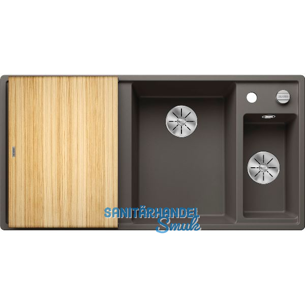 BLANCO Einbausp�le Axia III 6 S mit Esche Schneidbrett TT links Vulkangrau