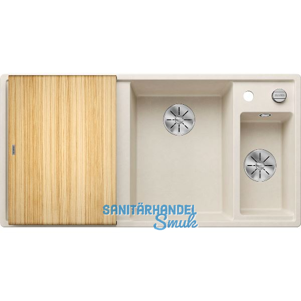 BLANCO Einbausp�le Axia III 6 S mit Esche Schneidbrett TT links Softwei�