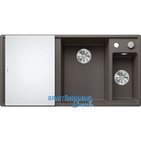 BLANCO Einbausp�le Axia III 6 S mit Glas Schneidbrett TT links Vulkangrau