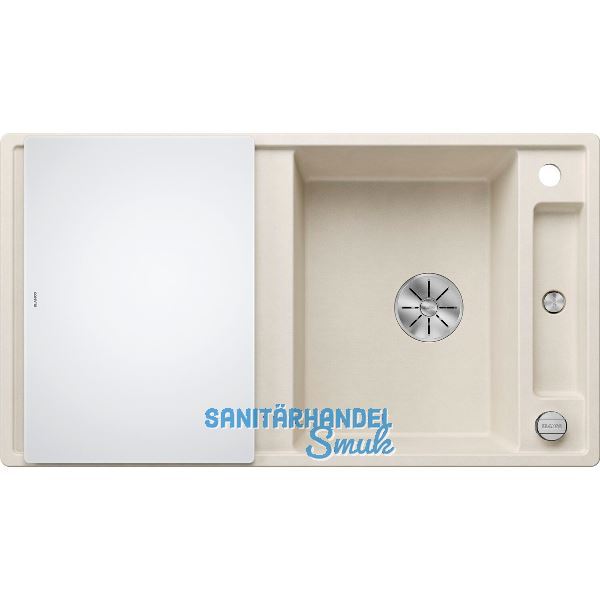 BLANCO Einbausp�le Axia III 5 S mit Glas Schneidbrett Softwei�, reversibel