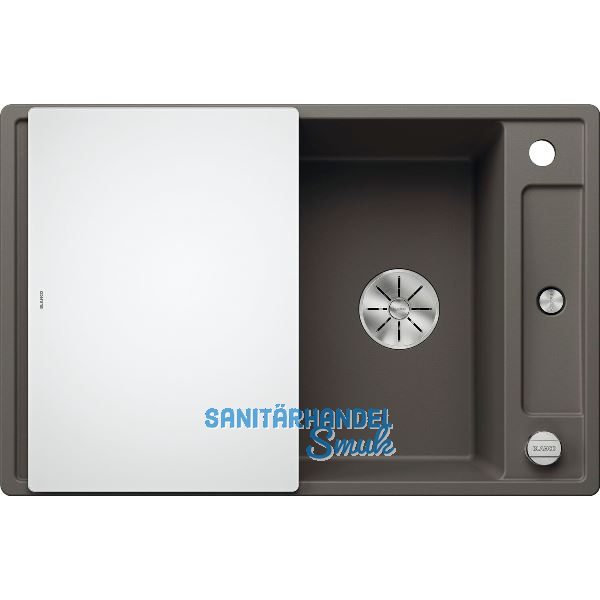 BLANCO Einbausp�le Axia III 45 S mit Glas Schneidbrett Vulkangrau, reversibel