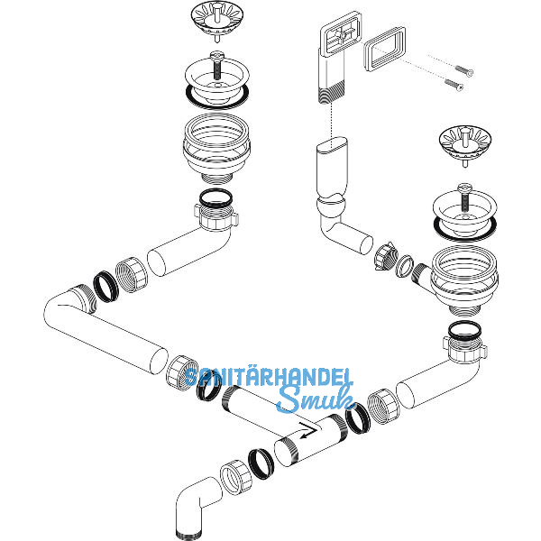 BLANCO Ab- und �berlaufgarnitur 2 x 3,5" 214301