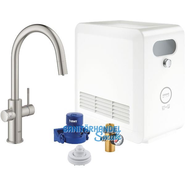 GROHE Blue Professional K�chen-Funktionsarmatur C-Auslauf ausziehbar Edelstahl