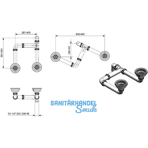 REGINOX Ablaufgarnitur 2 x 3,5" R22313