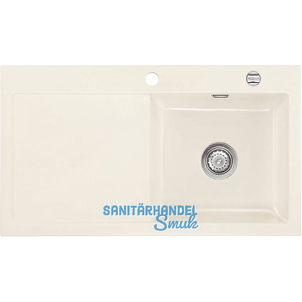 SYSTEMCERAM Einbausp�le Mera 90, 900 x 510 mm �1,5% Tt. links, Magnolie Excenter