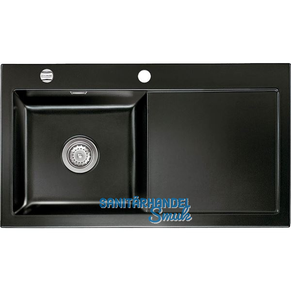 SYSTEMCERAM Einbausp�le Mera 90, 900 x 510 mm Tt. rechts, Nero Exzenter