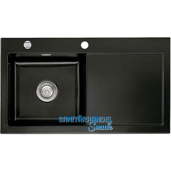 SYSTEMCERAM Einbausp�le Mera 90, 900 x 510 mm Tt. rechts, Nigra Exzenter