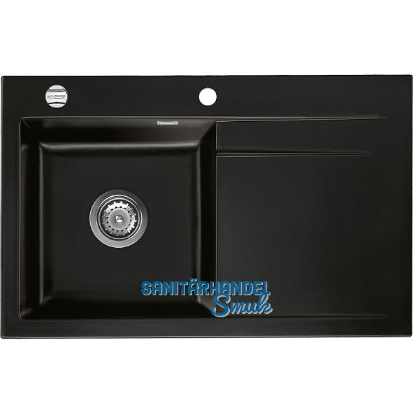 SYSTEMCERAM Einbausp�le Stema 80, 800 x 510 mm �1,5% Tropfteil rechts, Nero
