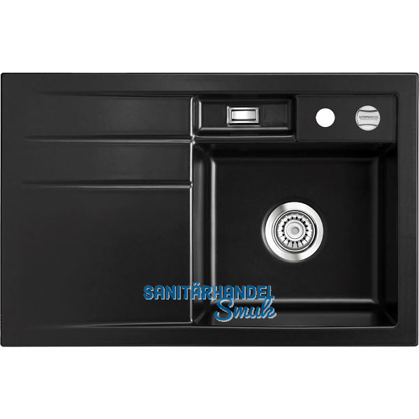 SYSTEMCERAM Einbausp�le Bela 78 Excenter, 780 x 510 mm Tropfteil links, Nero