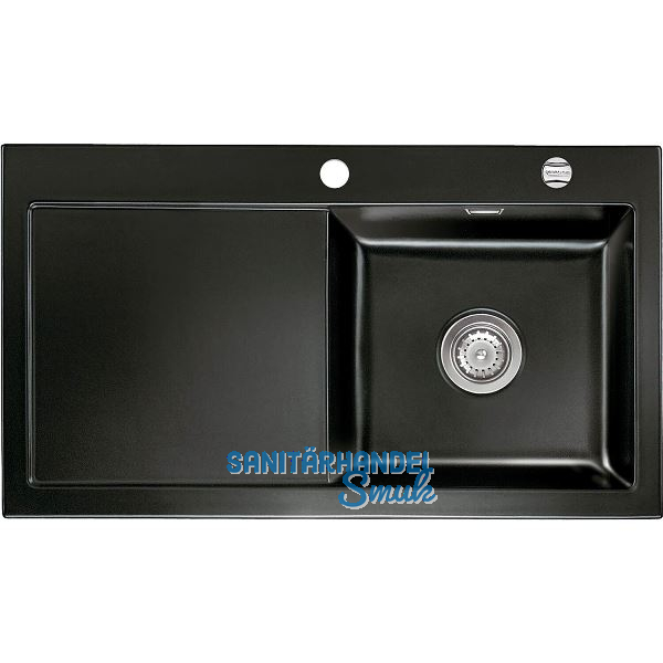 SYSTEMCERAM Einbausp�le Mera 90, 900 x 510 mm Tt. links, Nero
