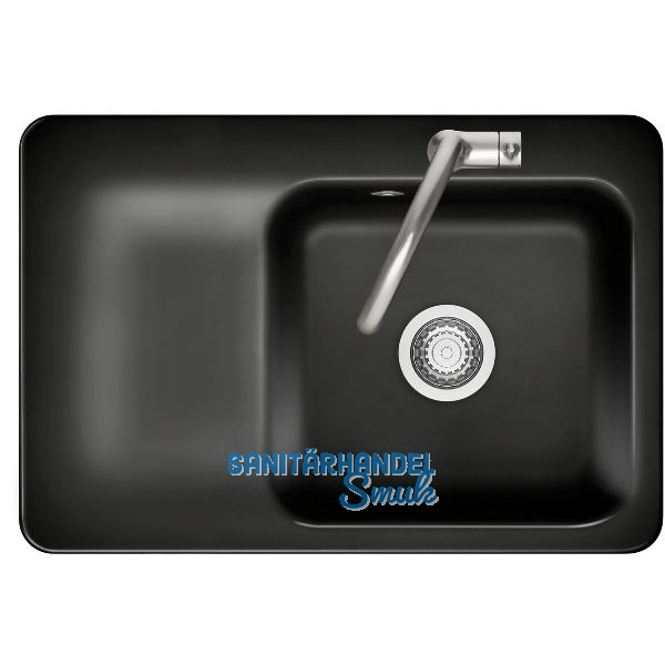 SYSTEMCERAM fl�chenb�ndige Sp�le Juna 75 F, 726 x 486 mm Tt. links, Nero