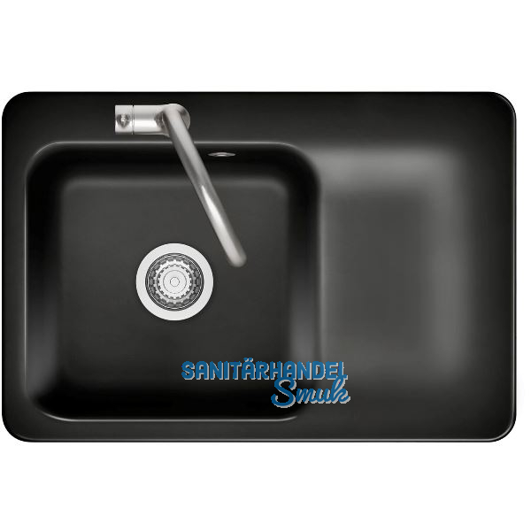 SYSTEMCERAM fl�chenb�ndige Sp�le Juna 75 F, 726 x 486 mm Tt. rechts, Nero