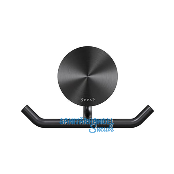 GEESA Handtuchhaken doppelt Opal Metallfinish Schwarz geb�rstet