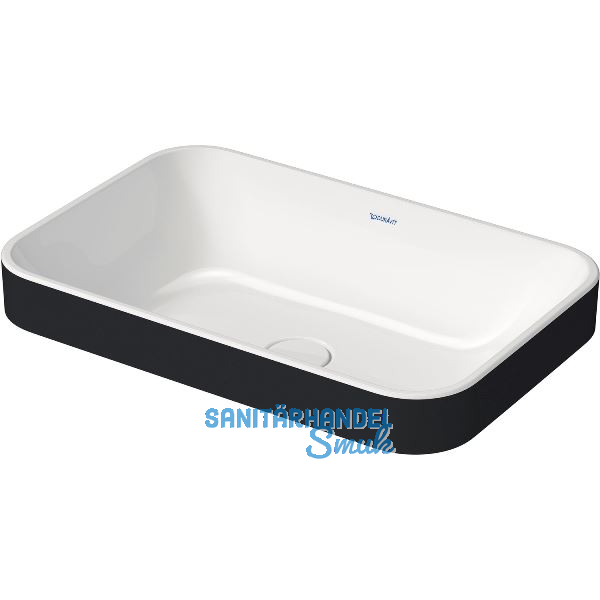 DURAVIT Aufsatzwaschtisch Happy D.2 Plus 60 ohne Hahnlochbank, Wei�/Anthr. matt