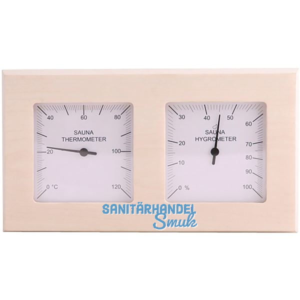 HARVIA Thermo-Hygrometer Quadrat geteilt Holz Espe