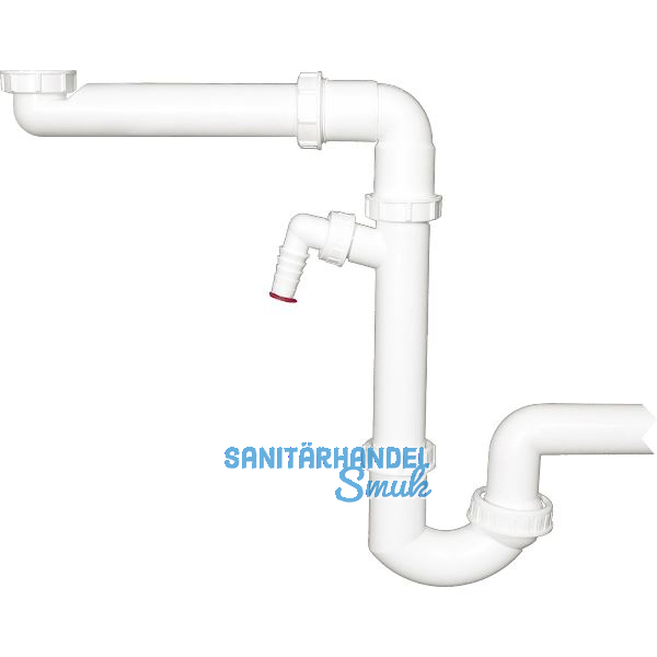 Raumspar-Siphon HL126SR DN40x6/4" + DN50 mit Kugelgelenk, Waschger�te-Anschluss