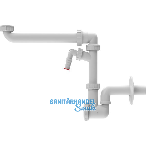 SOLIDO 5/4" x 32 mm Raumspar-M�belsiphon HL137N-WM mit Waschmaschinenanschluss