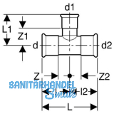 Geberit Mapress Edelstahl Gas T-St�ck