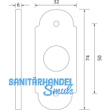 GRUNDMANN Drckerrosette WG oval, 32 x 74 x 16 mm, Messing poliert
