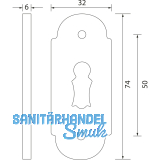 GRUNDMANN Oval-Schlsselrosette BBWG, Gr. 32 x 74, Messing pol