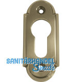 GRUNDMANN Zylinderrosette PZ, WG oval, 32 x 74 x 6, Messing poliert schutzlackiert