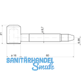 Einbohrband-Oberteil m. Zylinderkopf,  16 mm, f. Holz. Stahl verzinkt