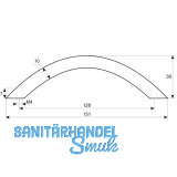 Griff Meduna  10 mm, LA 128 mm, Breite 151 mm, Stahl vernickelt matt