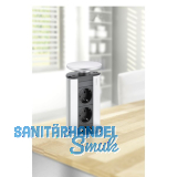 Steckdosenleiste EVOline Port 3x Schuko Wippdeckel alufarbig