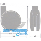 Designrolle Disky 2 mit Bremse, Zinkdruckguss, Kunststoffdekor RAL 9006