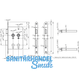 Einstemmschloss BKS 6043 PZ, links, DM 40 / 80, Edelstahl