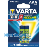 VARTA Batterie Longlife Akku HR03/AAA 1.2V 800 mAh (2 St)