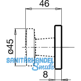GRUNDMANN Trknopf Flachform, - auf Ros.  45 fest vernietet, silber elox