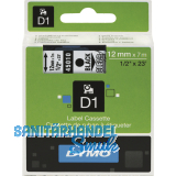 Dymo-Kassetten Beschriftungsband D1 schwarz/weiß Breite 12 mm Länge 7 m