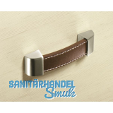 Mbelgriff Agliano LA128, B147, Edelstahl Effekt/Leder braun