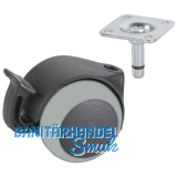 Parkett-Doppelrolle 50mm schwarz mit Feststeller