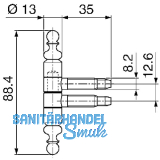 Einbohrband mit Zierkopf, 13 mm, Stahl bronze patiniert