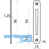 Schlieblech zu Einstemmzunge, abgerundet, 95 x 15 x 1,25 mm, Stahl verzinkt