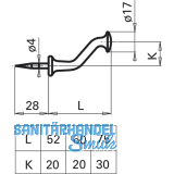 Fensterschutzkopf zum Einschrauben, 75 mm, Messing poliert