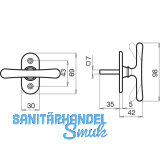 Fensterolive WG ELEGANT 526 - sichtbar geschr., VK 7 x 35 mm, Messing poliert