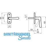 GRUNDMANN Fenstergriff WG ELEGANT 505 - gebogen, VK 7 x 35 mm, Messing poliert