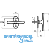 GRUNDMANN Fenstergriff ALT-WIEN 926 - sichtbar geschraubt, 7x35, Messing poliert