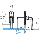 GRUNDMANN Fenstergriff ALT-WIEN 904 - sichtbar geschraubt, 7x33, verchromt