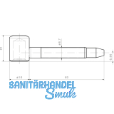 Einbohrband-Oberteil m. Zylinderkopf,  16 mm, f. Holz. Stahl vernickelt