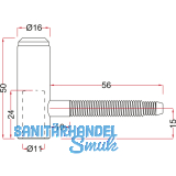 Trnussbandoberteil,  16 mm Bandhhe: 50 mm, Bolzen 56 mm, Stahl verzinkt