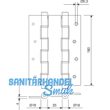 Pendeltrband doppelt wirkend, Rollen  16 mm, Hhe 180 mm, Alu gold eloxiert