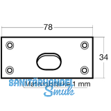 Riegelschlieblech mit gefedertem Verschluss, 78 x 34 mm, Messing blank
