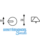 Bodentrpuffer - Bodenpl. 50 mm, Anschlagh. 26 mm, Messing verchromt matt
