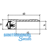 Anschlag- Bodenschiene mit Dichtung, 930 mm, Aluminium/Dichtung beige